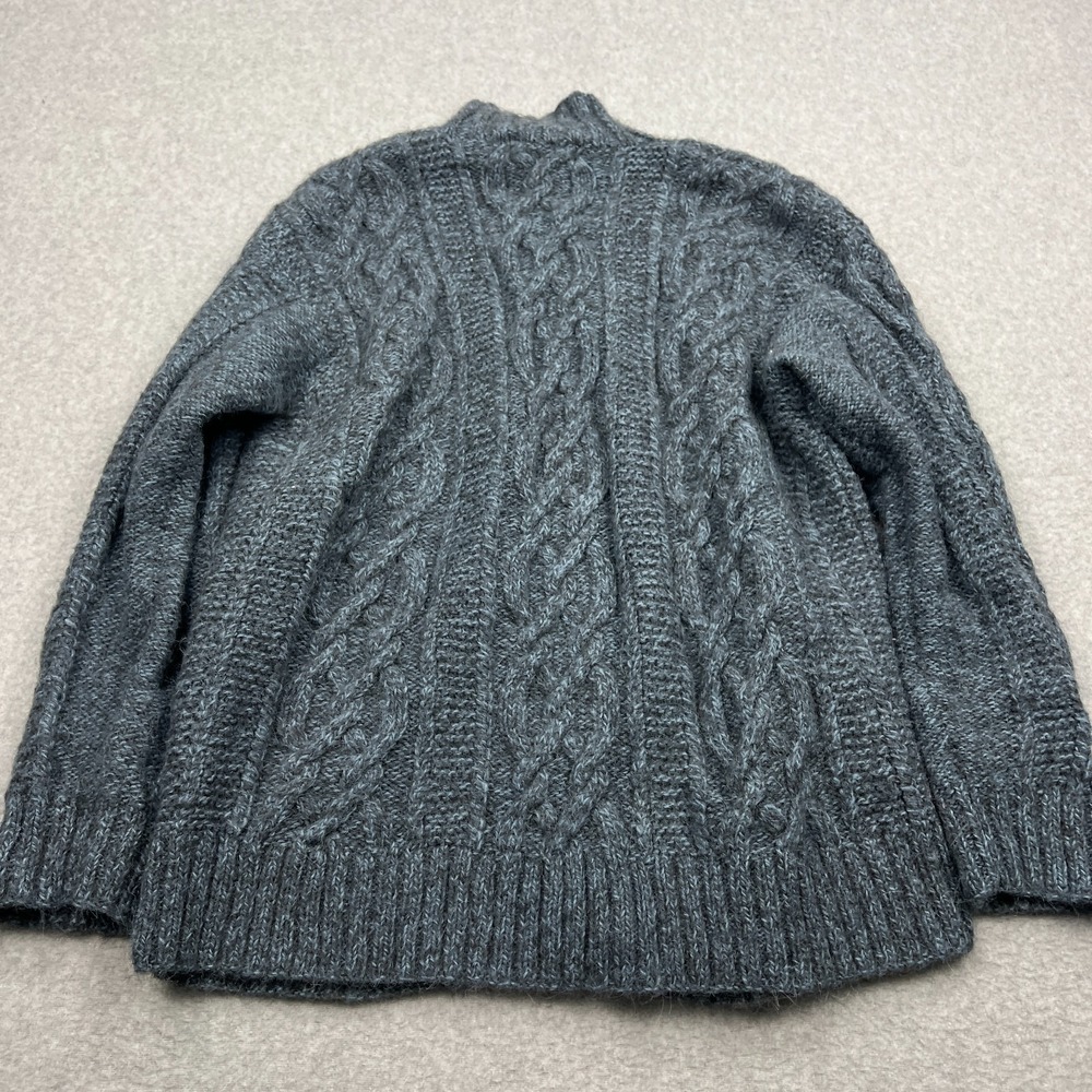 Jones New York Cardigan Women's Large Blue Alpaca Chunky Cable Knit Zip Sweater - Picture 9 of 11